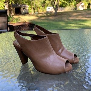 Beige open-toe heels